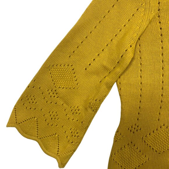 bell sleeve round neck long sleeve knit sweater yellow mustard Allison Sheri - Picture 10 of 12